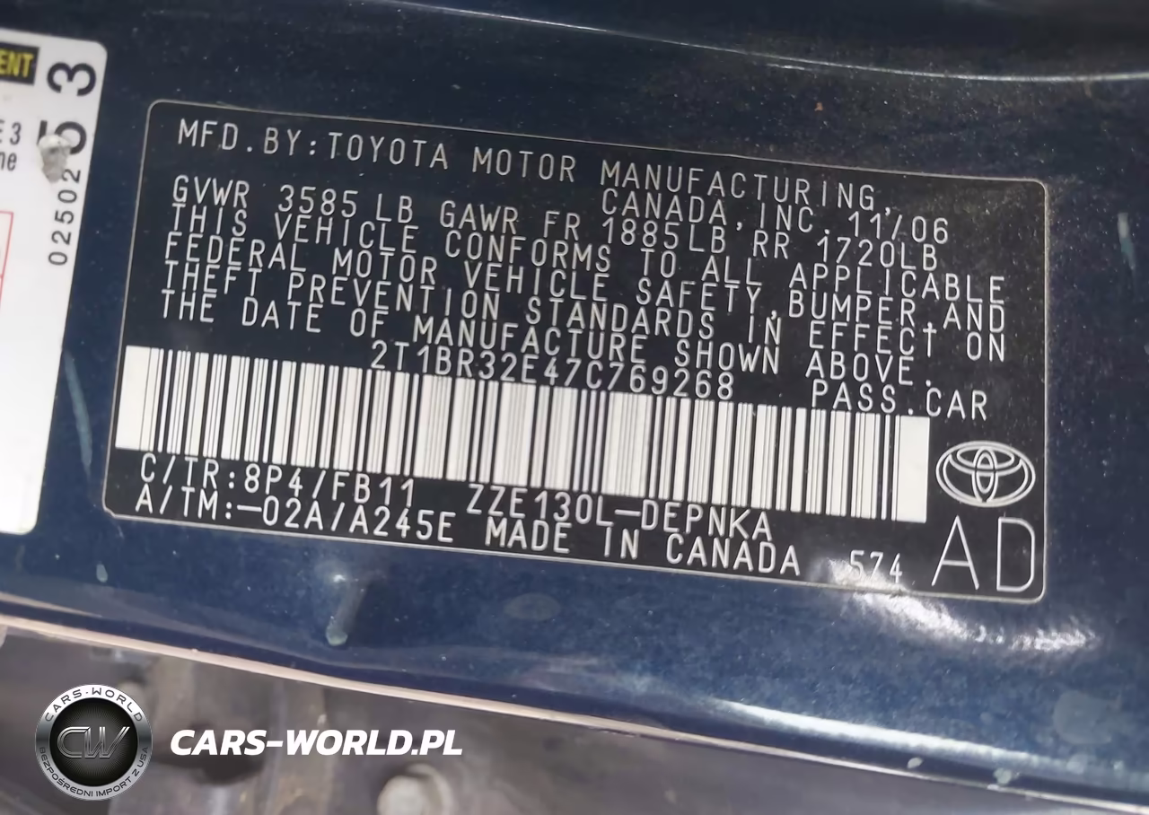 2007 Toyota Corolla Le VIN:2T1BR32E47C769268 - 9