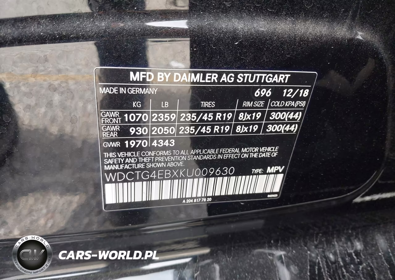 2019 Mercedes-Benz Gla 250 VIN:WDCTG4EBXKU009630 - 9