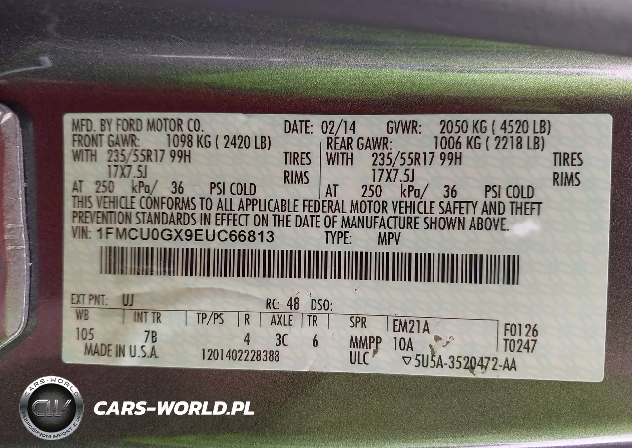 2014 Ford Escape Se VIN:1FMCU0GX9EUC66813 - 9