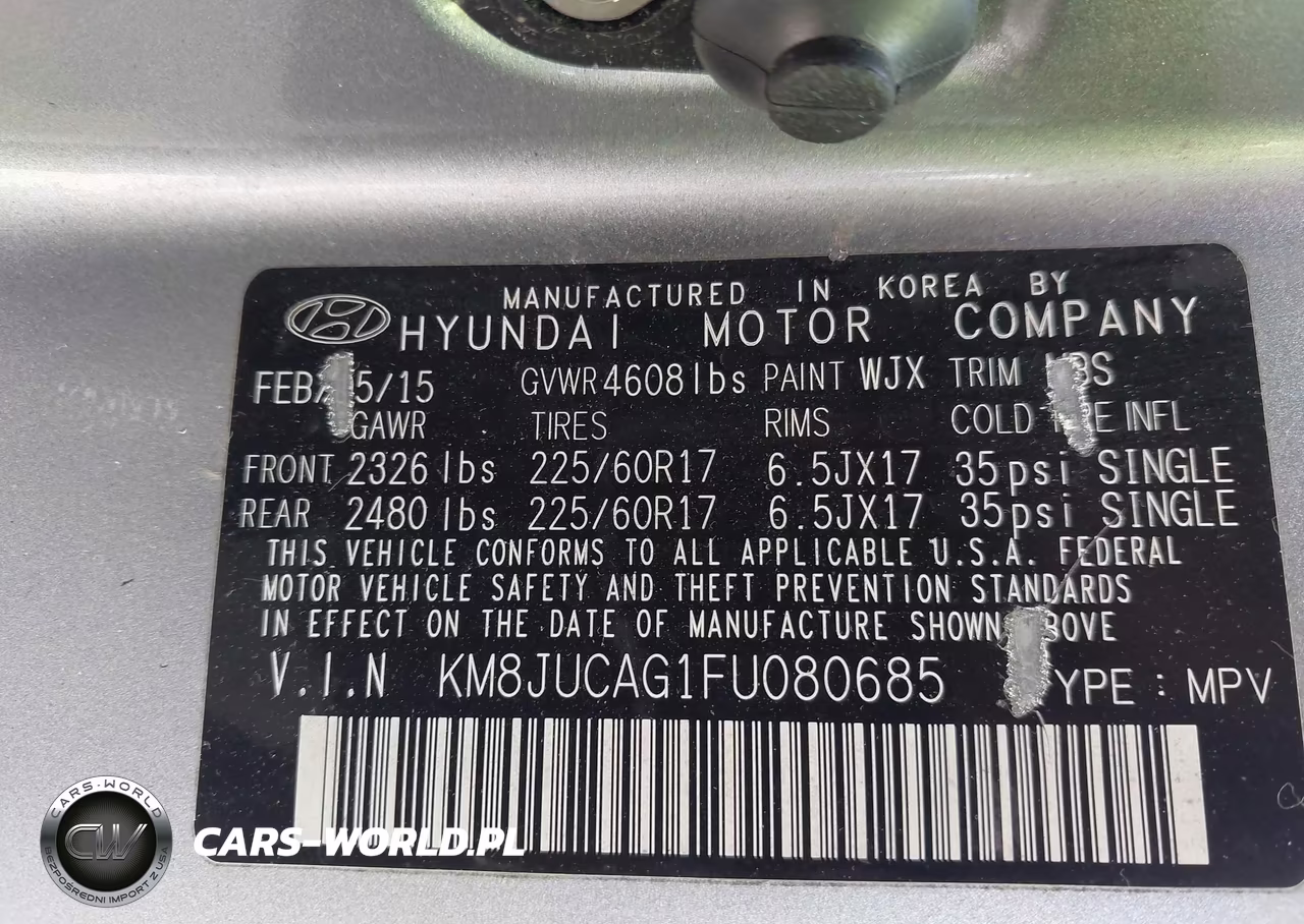 2015 Hyundai Tucson Se VIN:KM8JUCAG1FU080685 - 9