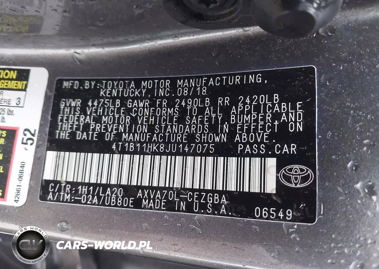 2018 Toyota Camry Xle VIN:4T1B11HK8JU147075 - 9