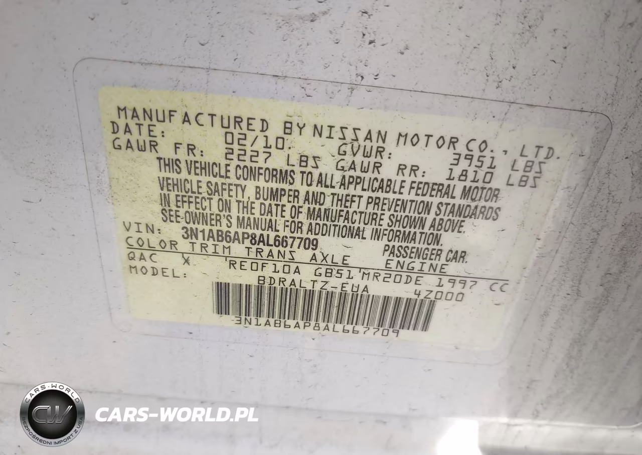 2010 Nissan Sentra 2.0Sr VIN:3N1AB6AP8AL667709 - 9