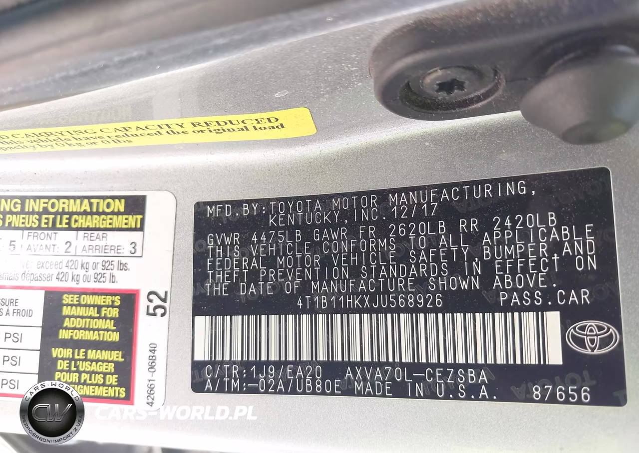 2018 Toyota Camry Se VIN:4T1B11HKXJU568926 - 9