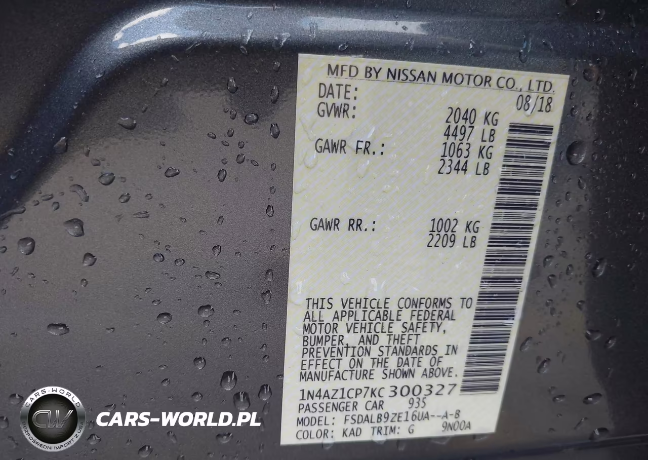 2019 Nissan Leaf S VIN:1N4AZ1CP7KC300327 - 9