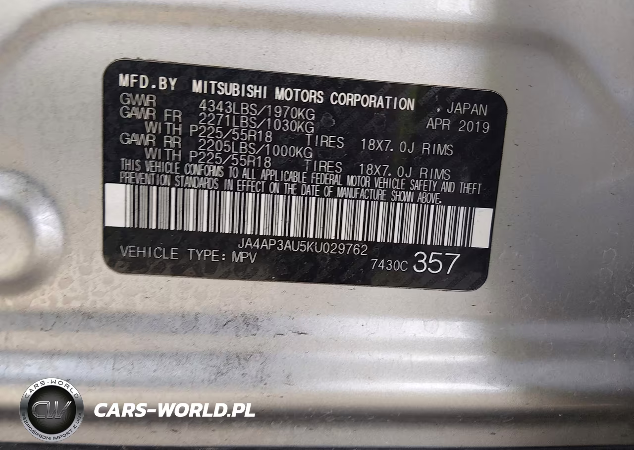 2019 Mitsubishi Outlander Sport 2.0 Es VIN:JA4AP3AU5KU029762 - 9