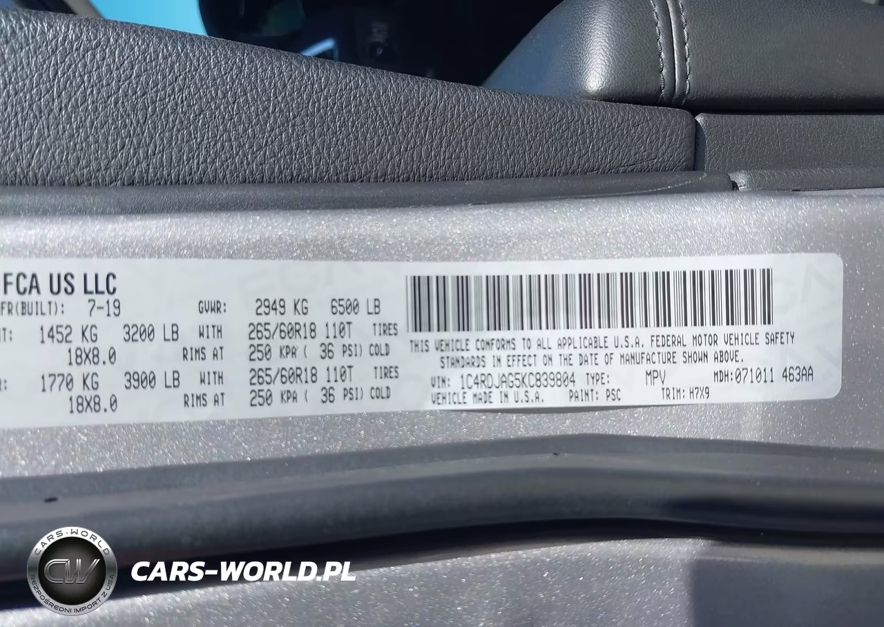 2019 Dodge Durango Sxt Awd VIN:1C4RDJAG5KC839804 - 9
