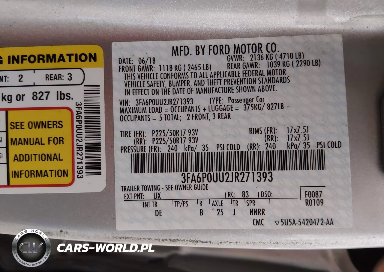 2018 Ford Fusion Hybrid S VIN:3FA6P0UU2JR271393 - 9