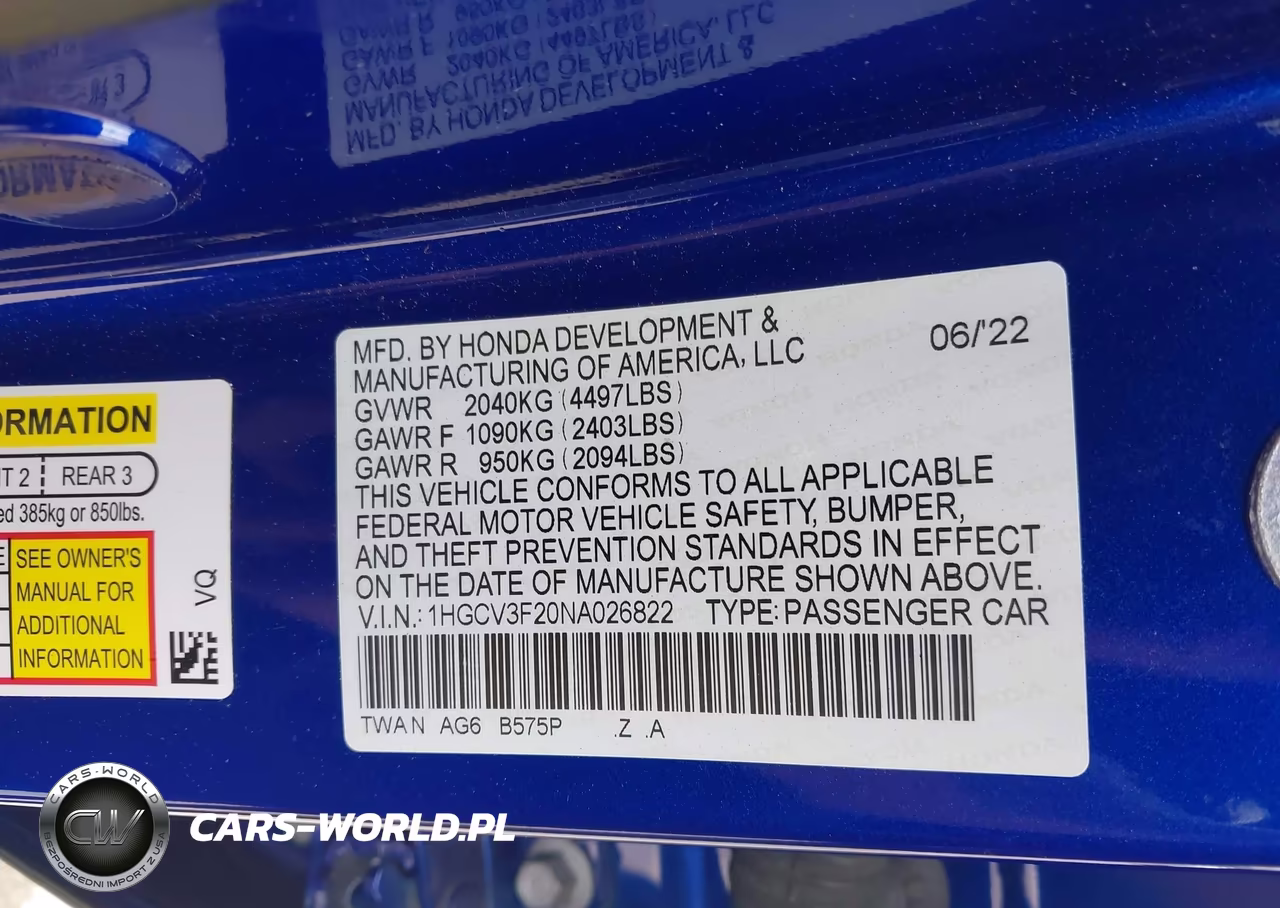 2022 Honda Accord Hybrid Sport VIN:1HGCV3F20NA026822 - 9
