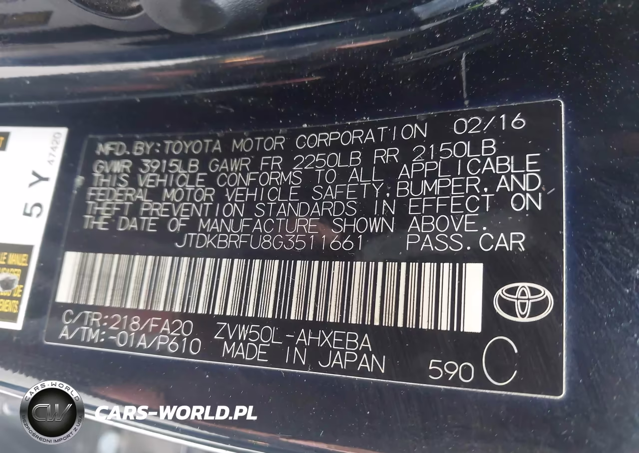 2016 Toyota Prius Two VIN:JTDKBRFU8G3511661 - 9