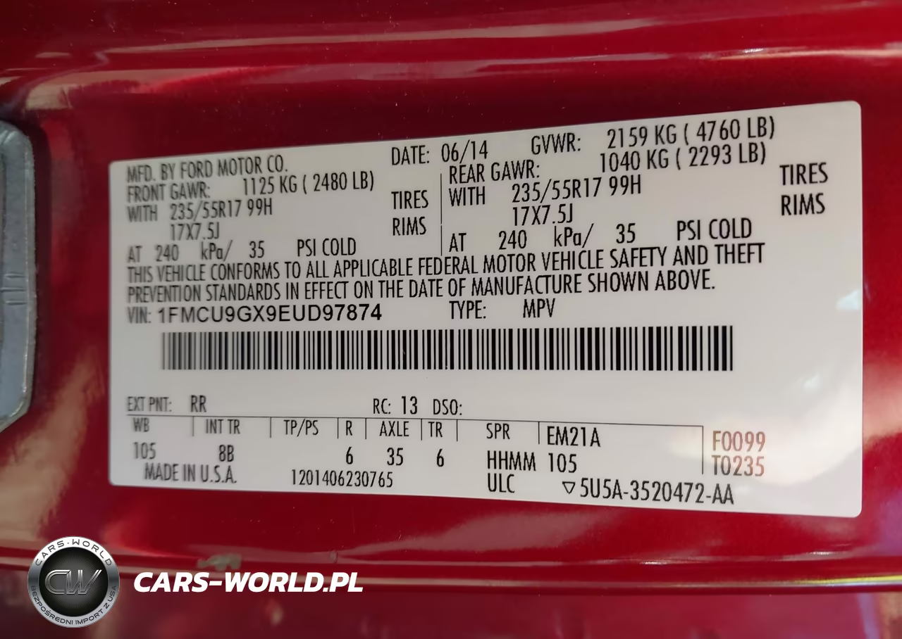 2014 Ford Escape Se VIN:1FMCU9GX9EUD97874 - 9
