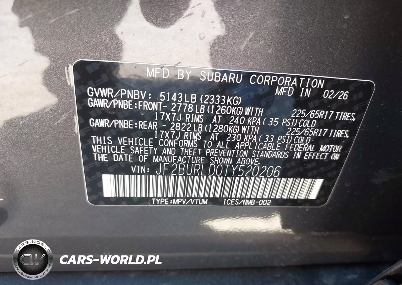 2026 Subaru Outback Wilderness VIN:JF2BURLD0TY520206 - 9