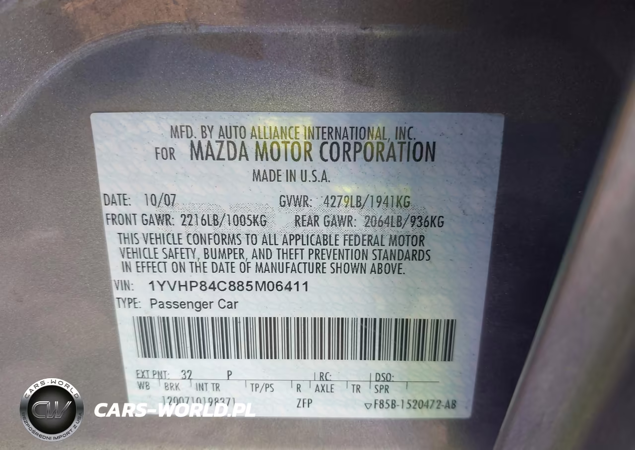 2008 Mazda Mazda6 I Touring VIN:1YVHP84C885M06411 - 9