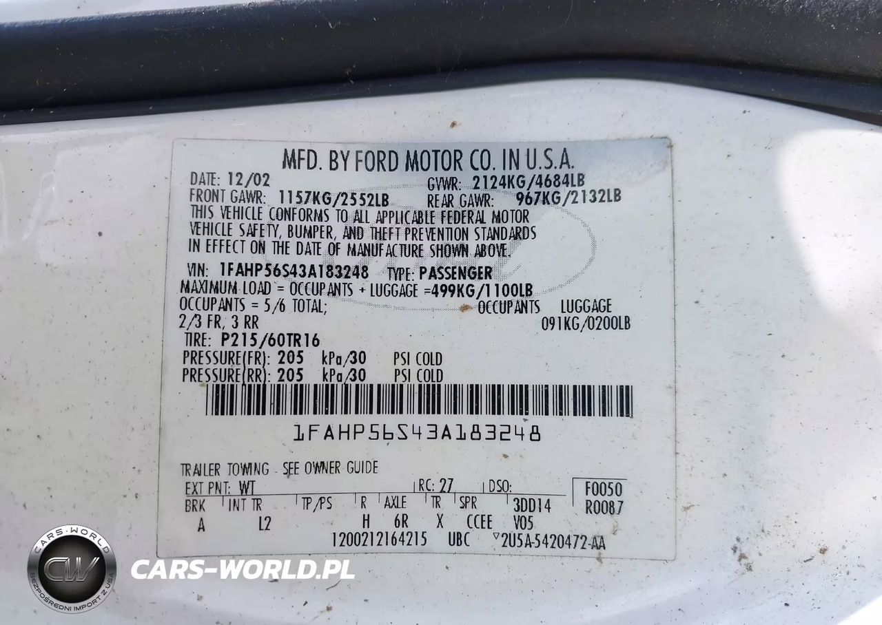 2003 Ford Taurus Sel VIN:1FAHP56S43A183248 - 9