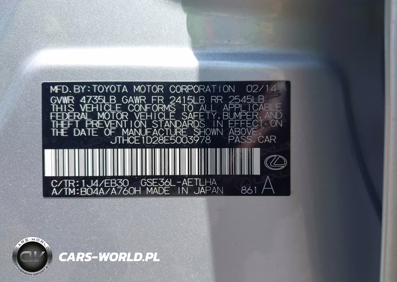 2014 Lexus Is 350 VIN:JTHCE1D28E5003978 - 9
