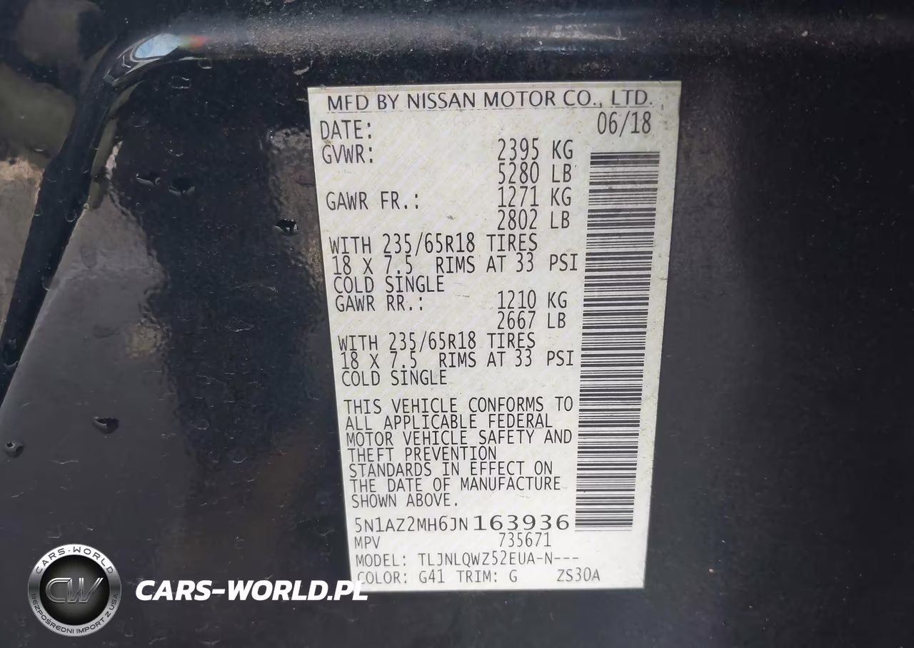 2018 Nissan Murano Sv VIN:5N1AZ2MH6JN163936 - 9