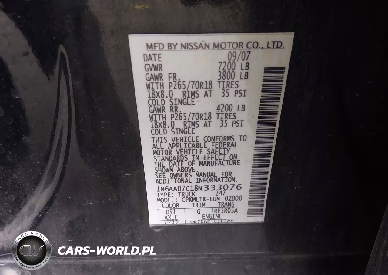 2008 Nissan Titan Se VIN:1N6AA07C18N333076 - 9