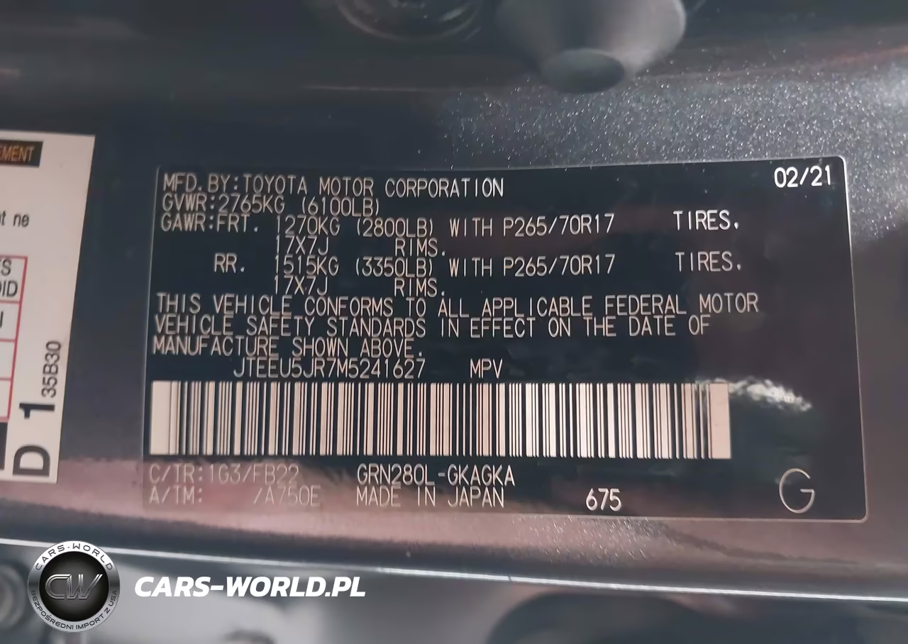 2021 Toyota 4Runner Sr5 VIN:JTEEU5JR7M5241627 - 9