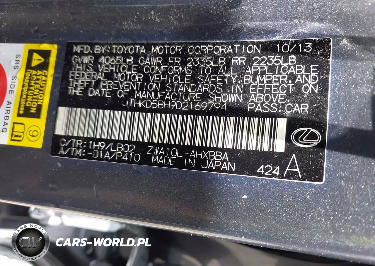 2013 Lexus Ct 200H VIN:JTHKD5BH9D2169794 - 9