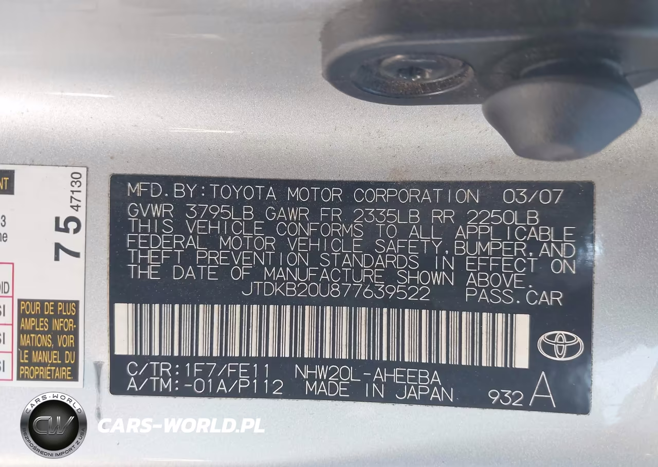 2007 Toyota Prius VIN:JTDKB20U877639522 - 9