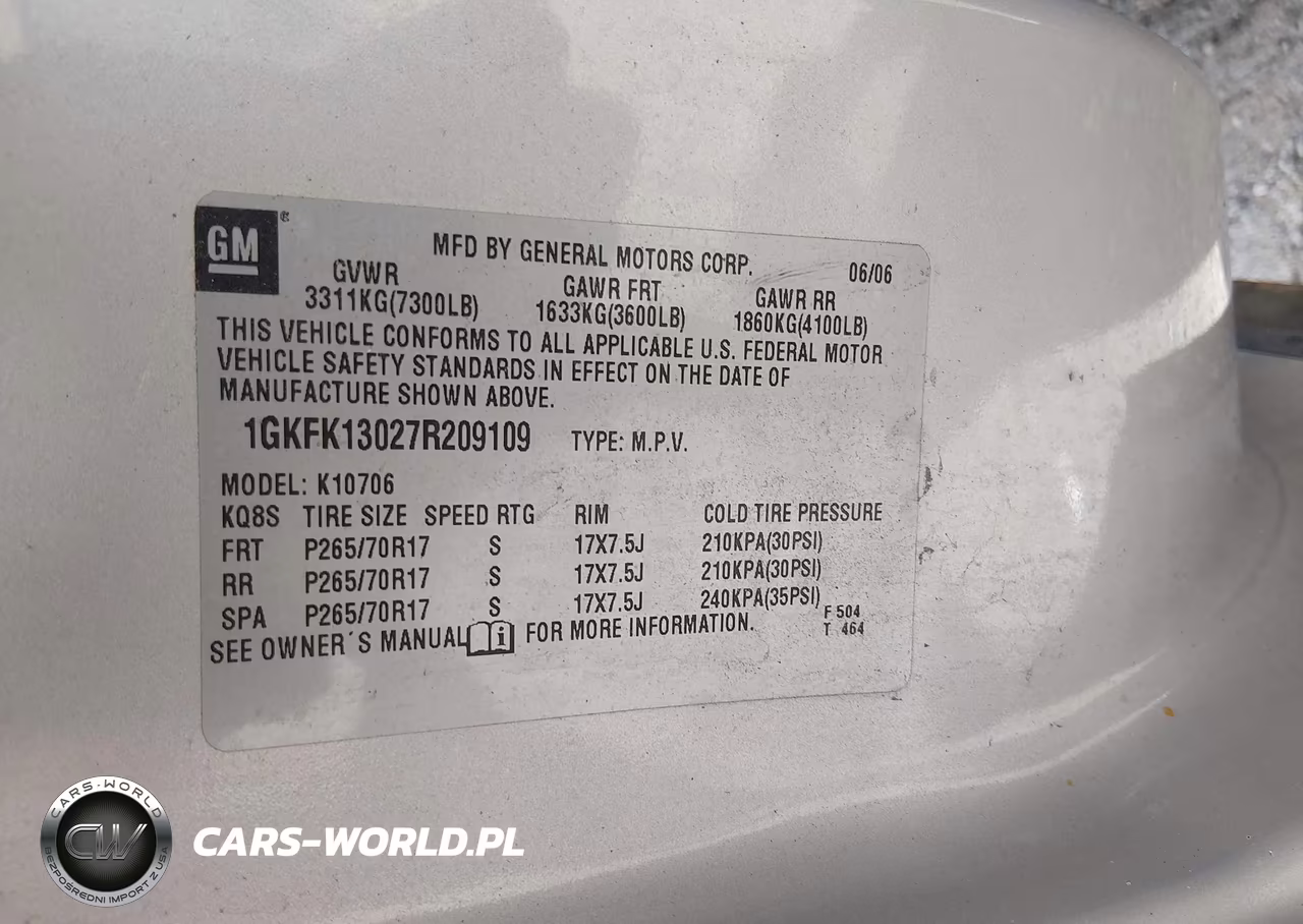 2007 GMC Yukon Slt VIN:1GKFK13027R209109 - 9