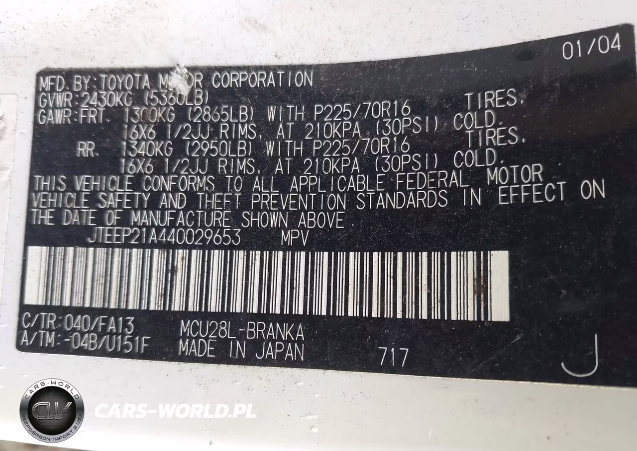 2004 Toyota Highlander V6 VIN:JTEEP21A440029653 - 9