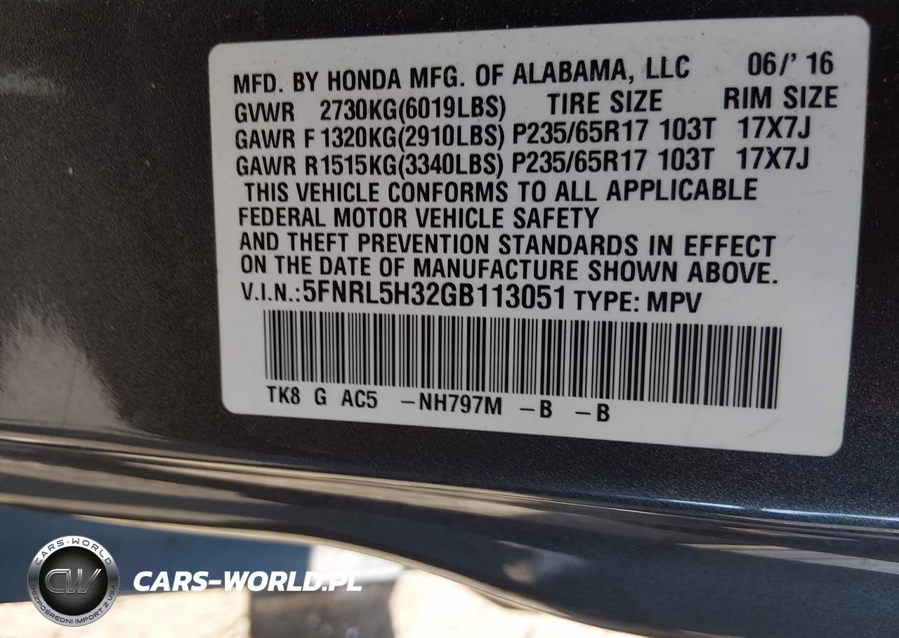 2016 Honda Odyssey Se VIN:5FNRL5H32GB113051 - 9