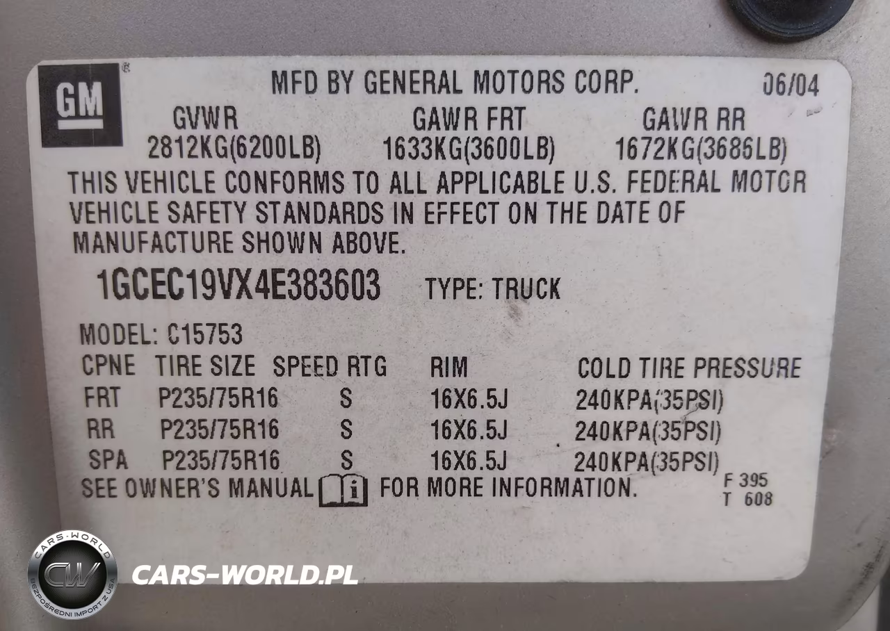 2004 Chevrolet Silverado 1500 Work Truck VIN:1GCEC19VX4E383603 - 9