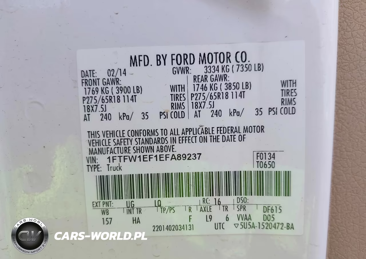 2014 Ford F-150 Lariat VIN:1FTFW1EF1EFA89237 - 9