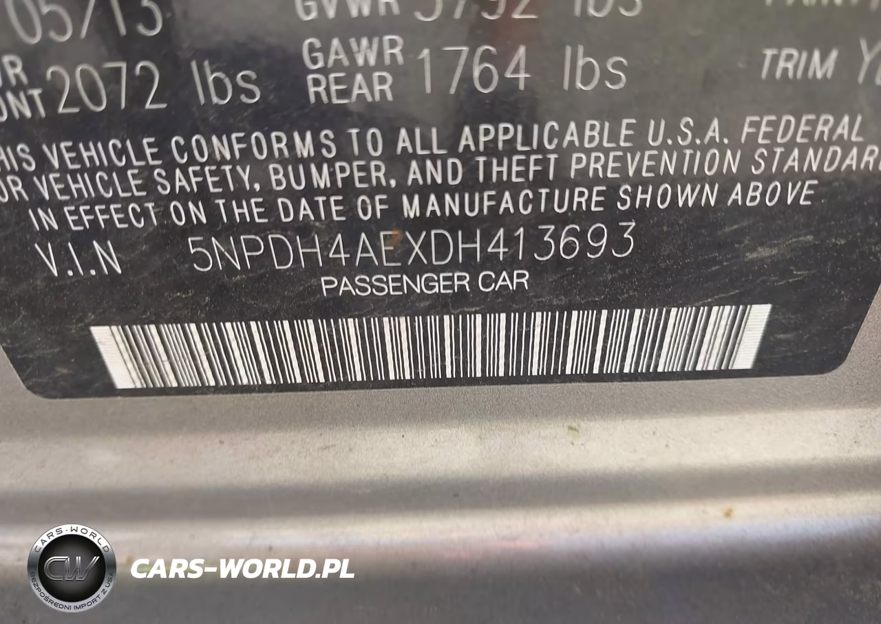 2013 Hyundai Elantra Gls VIN:5NPDH4AEXDH413693 - 9