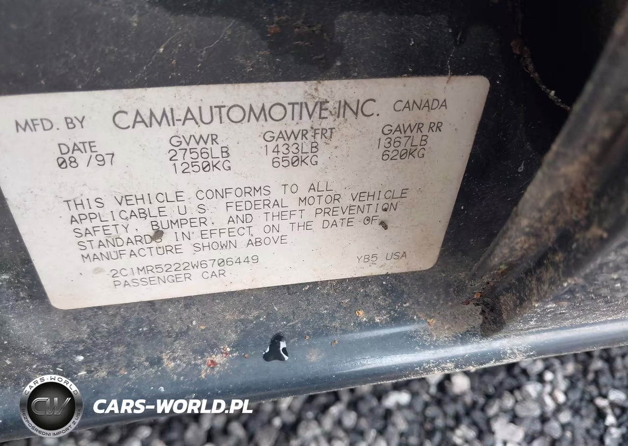 1998 Chevrolet Metro Lsi VIN:2C1MR5222W6706449 - 9