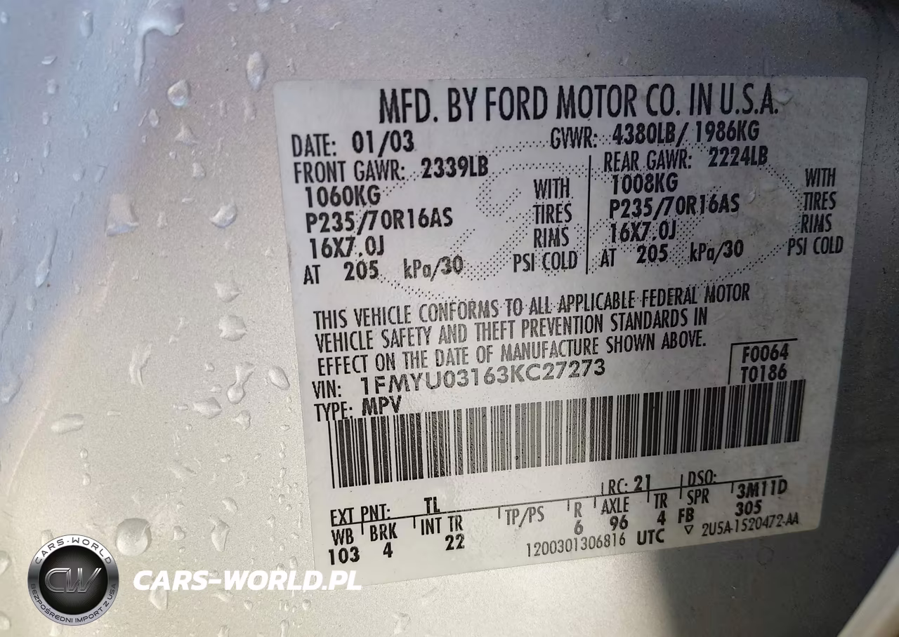 2003 Ford Escape Xlt VIN:1FMYU03163KC27273 - 9