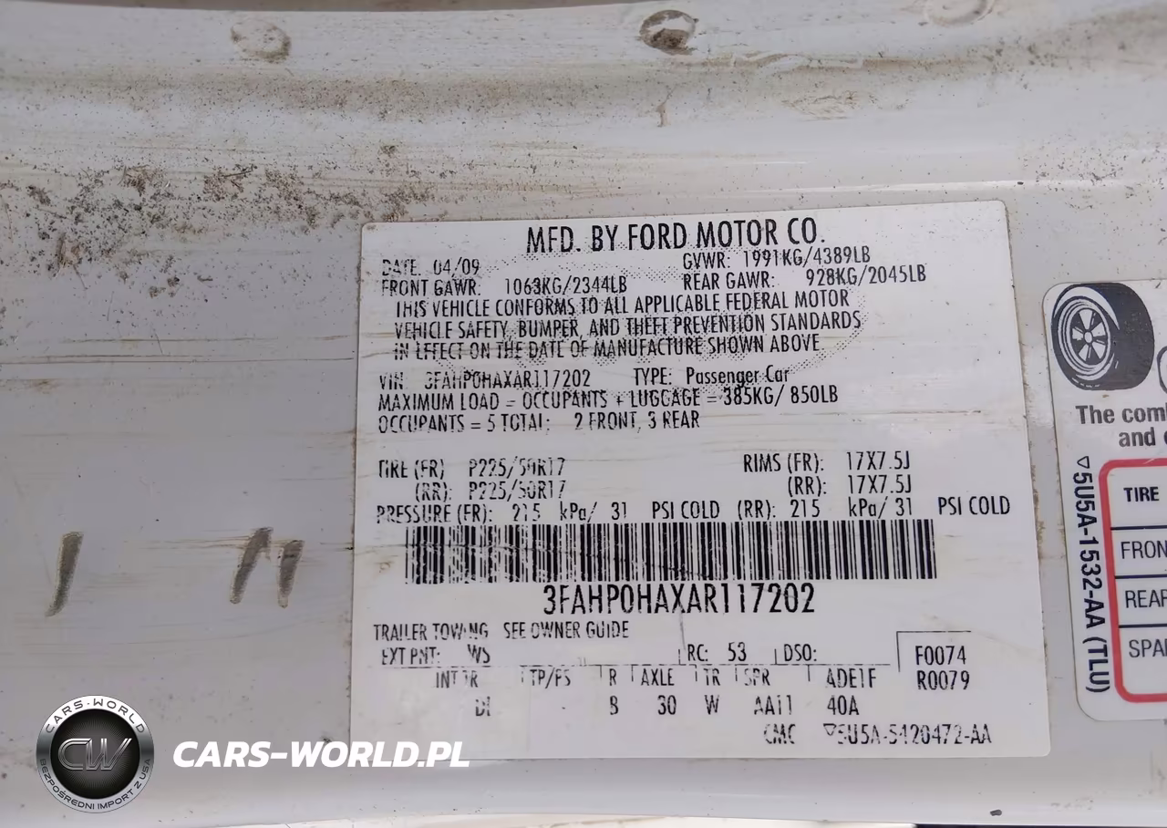 2010 Ford Fusion Se VIN:3FAHP0HAXAR117202 - 9