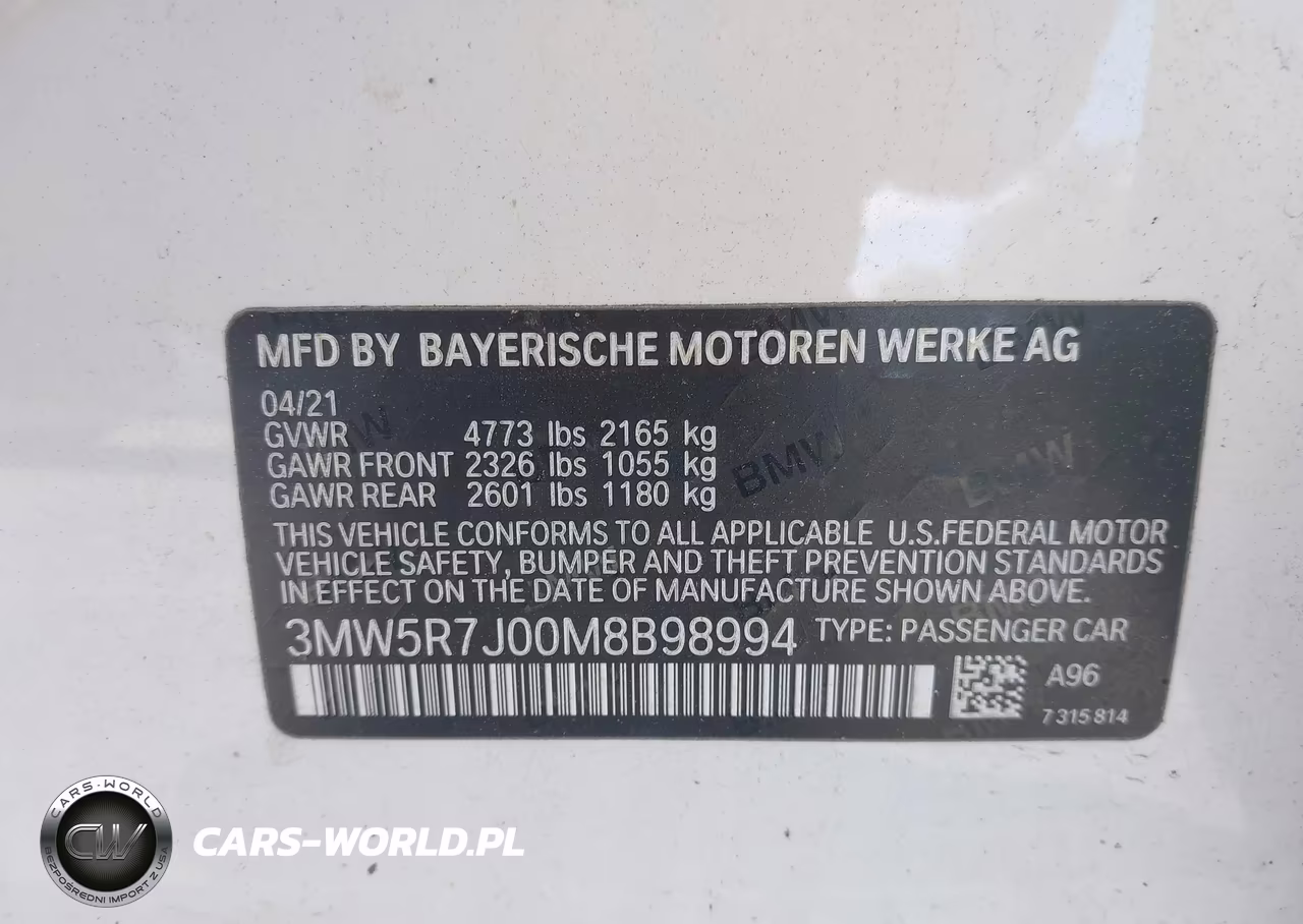 2021 BMW 330I xDrive VIN:3MW5R7J00M8B98994 - 9
