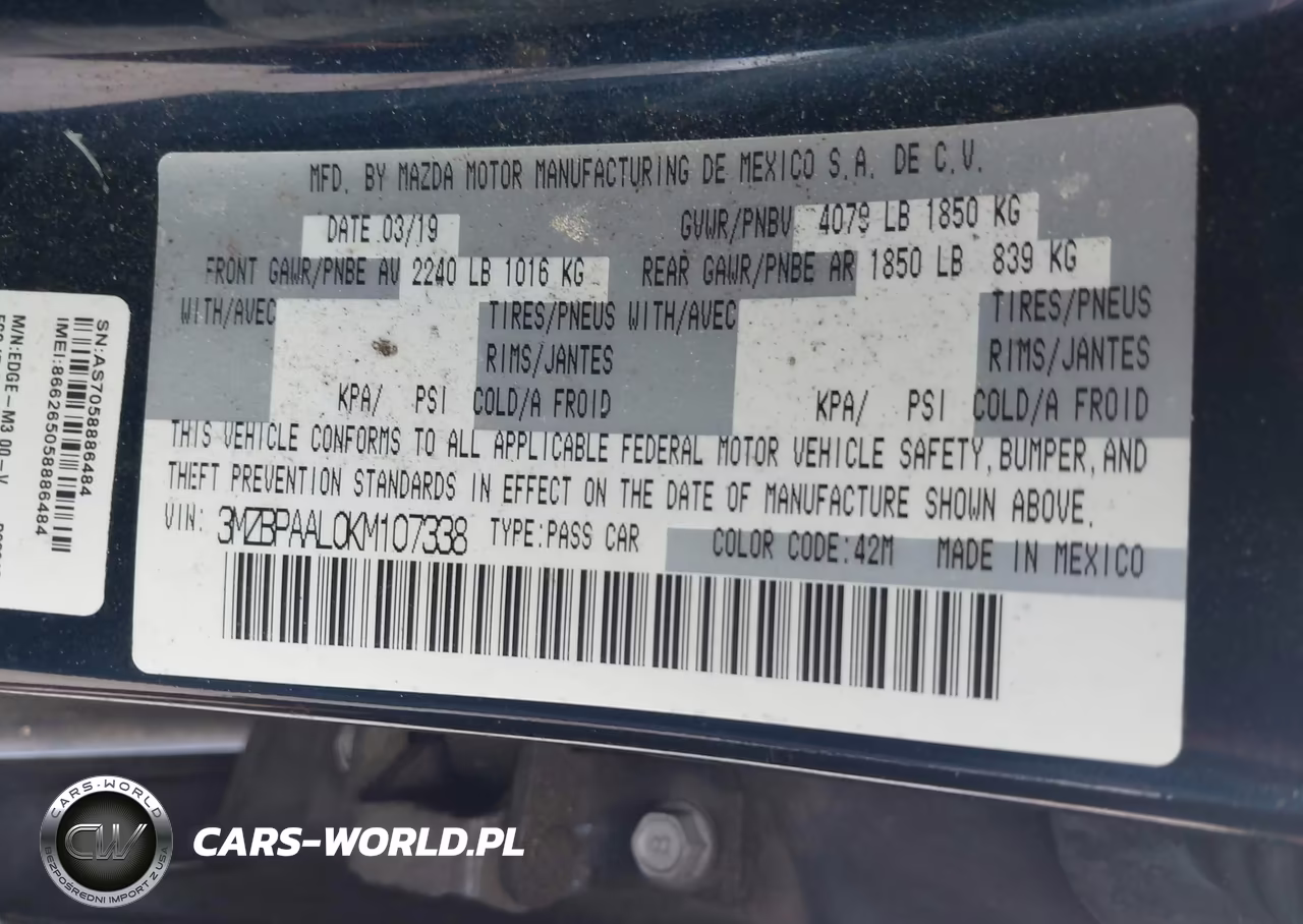 2019 Mazda Mazda3 Select Package VIN:3MZBPAAL0KM107338 - 9