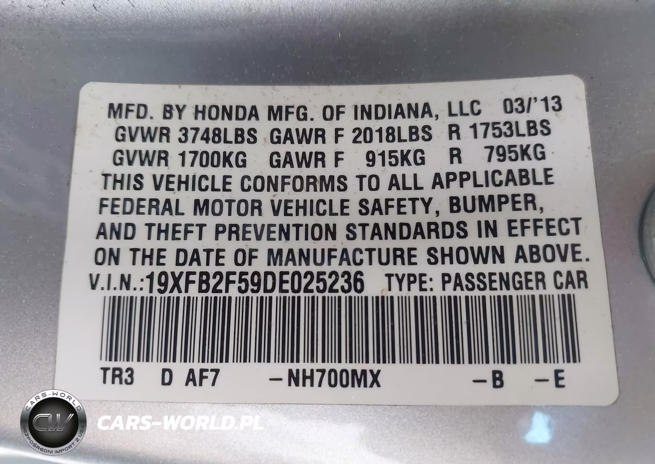 2013 Honda Civic Lx VIN:19XFB2F59DE025236 - 9