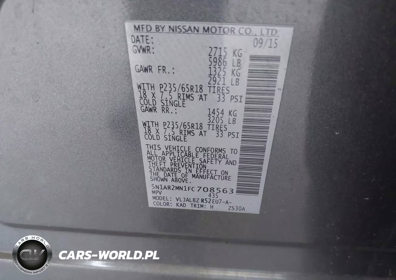 2015 Nissan Pathfinder S VIN:5N1AR2MN1FC708563 - 9
