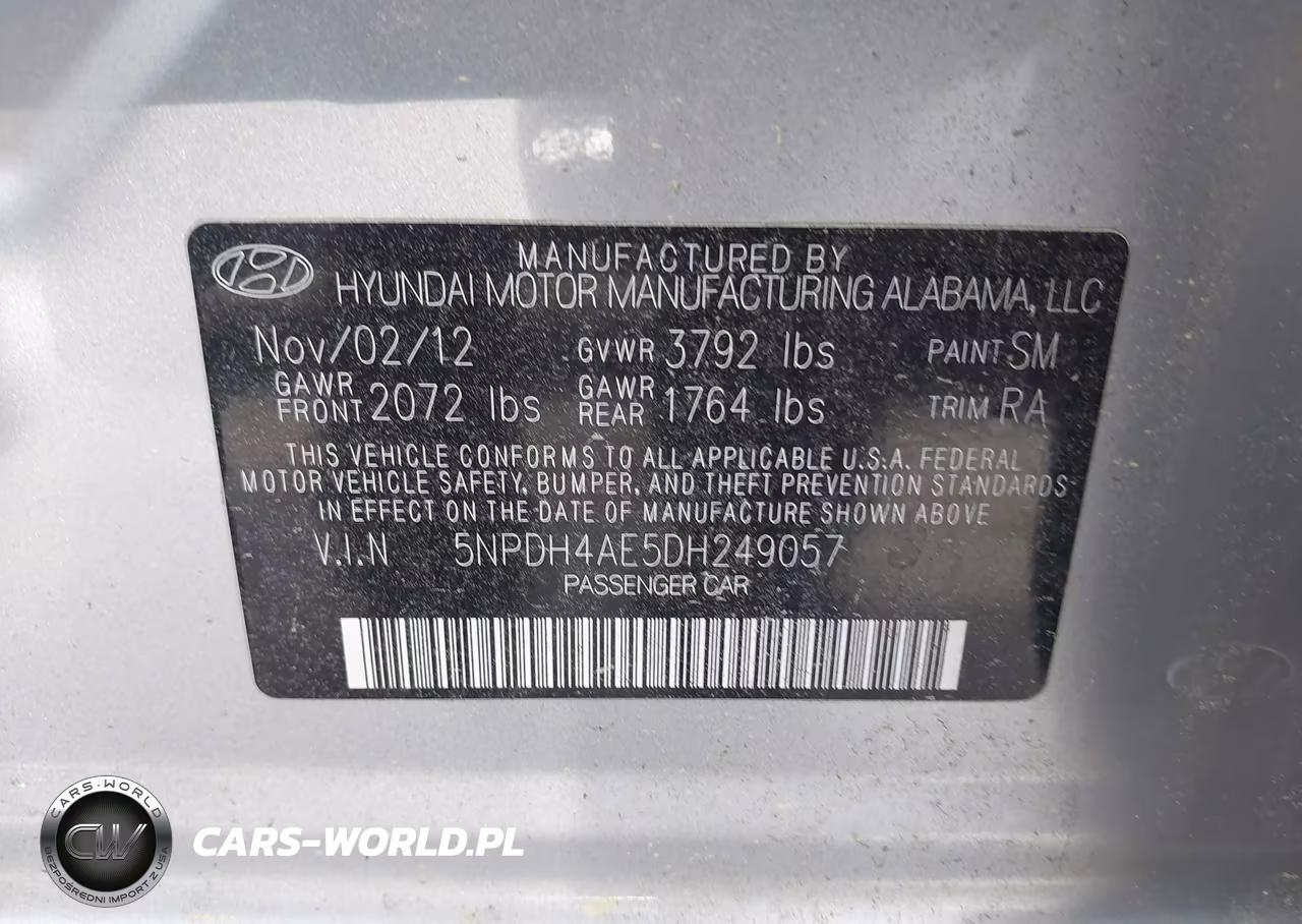 2013 Hyundai Elantra Gls VIN:5NPDH4AE5DH249057 - 9