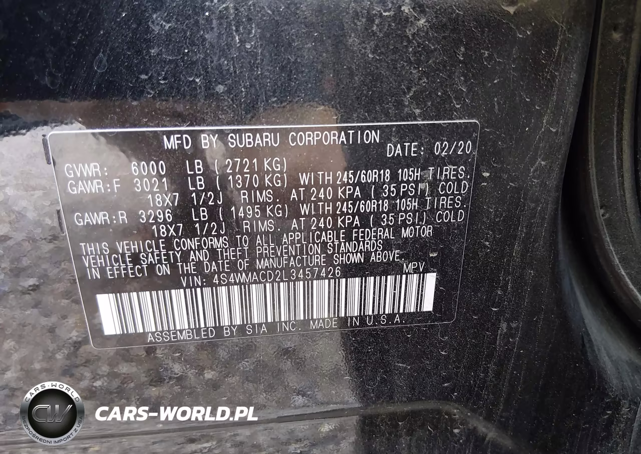 2020 Subaru Ascent Premium VIN:4S4WMACD2L3457426 - 9