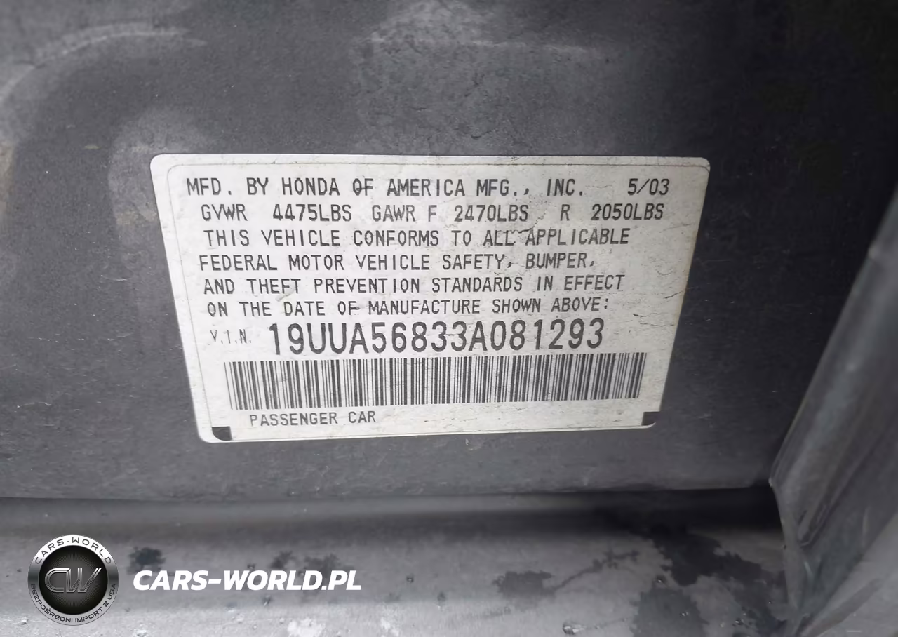 2003 Acura Tl 3.2 Type S VIN:19UUA56833A081293 - 9