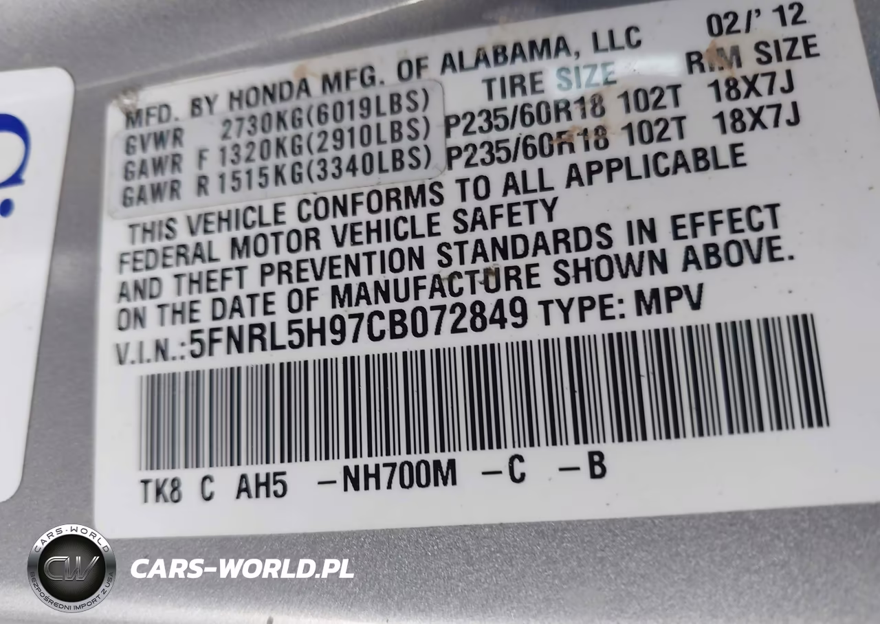 2012 Honda Odyssey Touring-Touring Elite VIN:5FNRL5H97CB072849 - 9