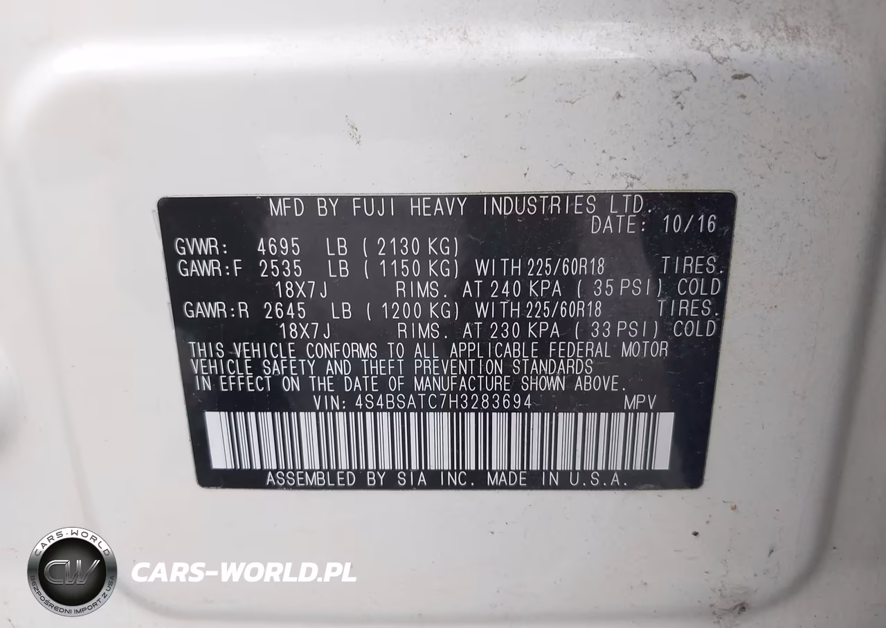 2017 Subaru Outback 2.5I Touring VIN:4S4BSATC7H3283694 - 9