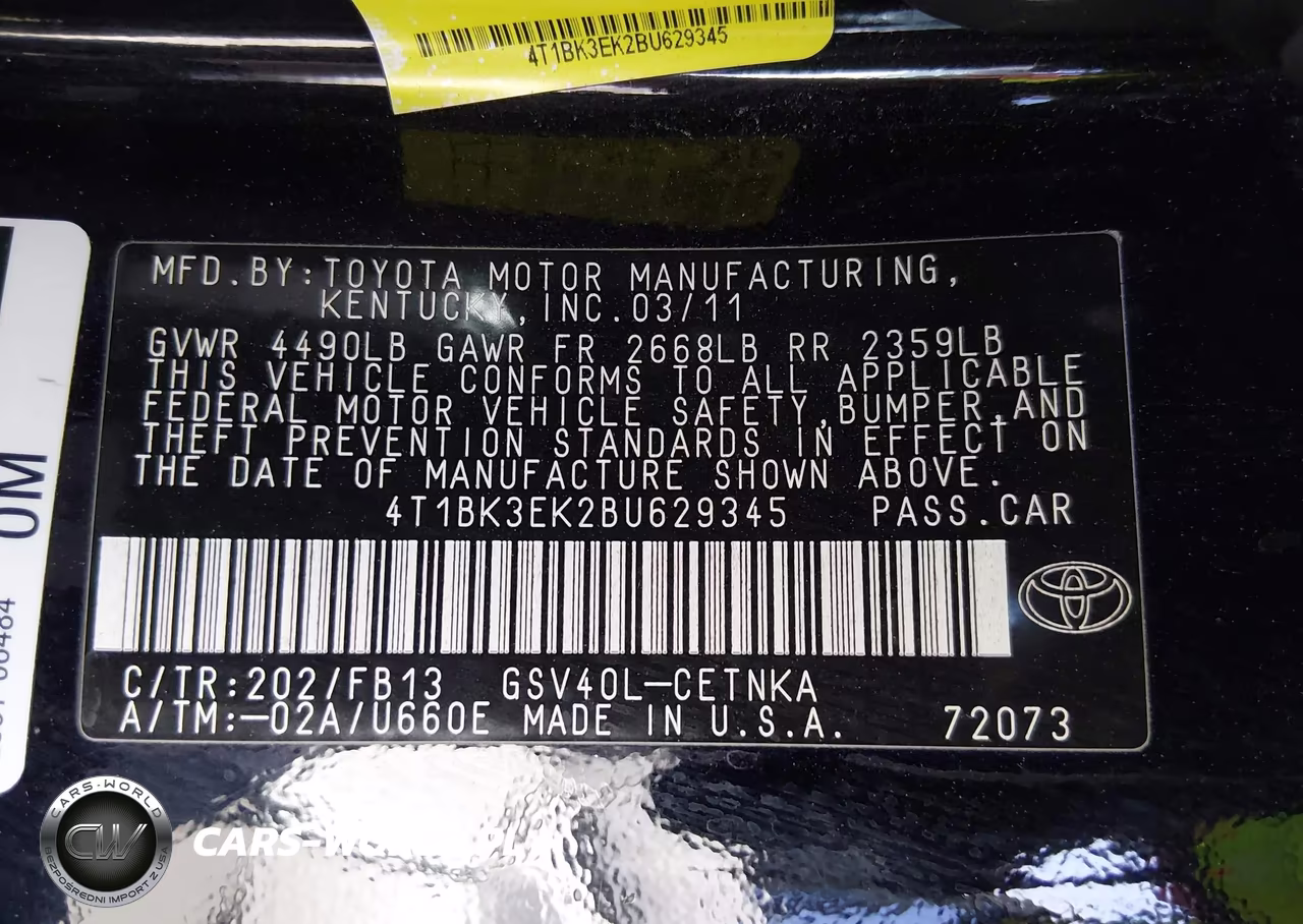 2011 Toyota Camry Le V6 VIN:4T1BK3EK2BU629345 - 9