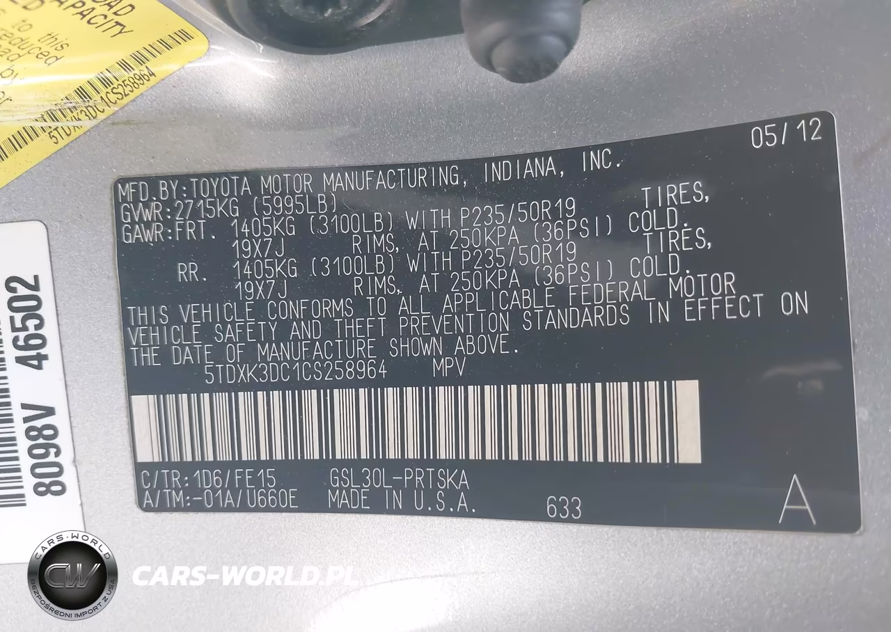 2012 Toyota Sienna Se 8 Passenger VIN:5TDXK3DC1CS258964 - 9