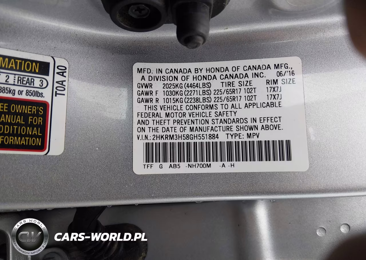 2016 Honda Cr-V Ex VIN:2HKRM3H58GH551884 - 9