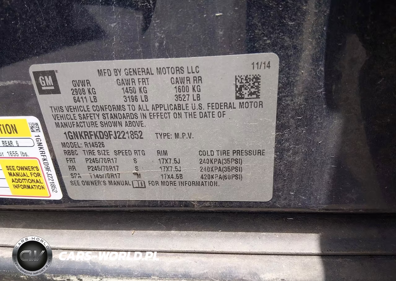 2015 Chevrolet Traverse Ls VIN:1GNKRFKD9FJ221852 - 9