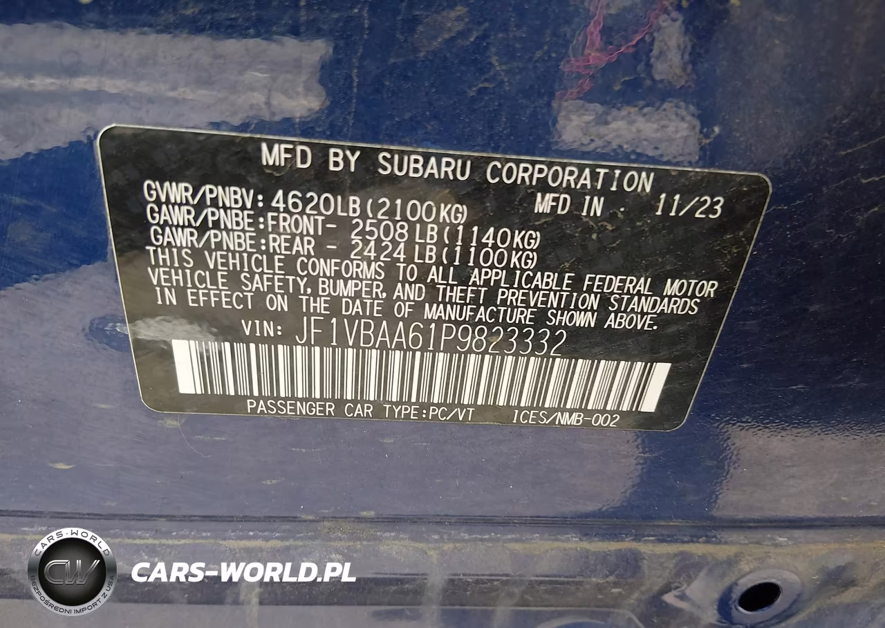 2023 Subaru Wrx VIN:JF1VBAA61P9823332 - 9