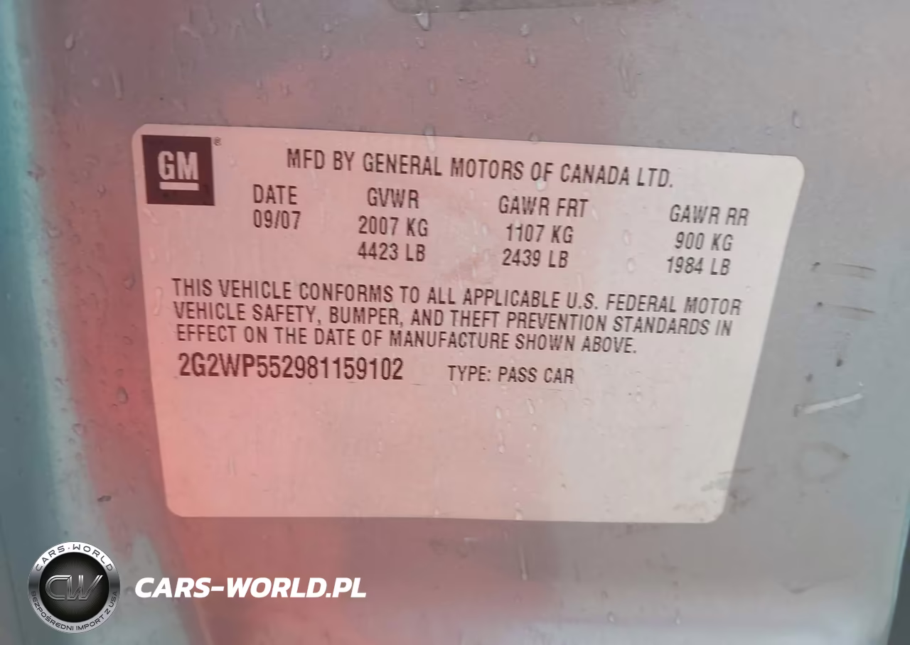 2008 Pontiac Grand Prix VIN:2G2WP552981159102 - 9