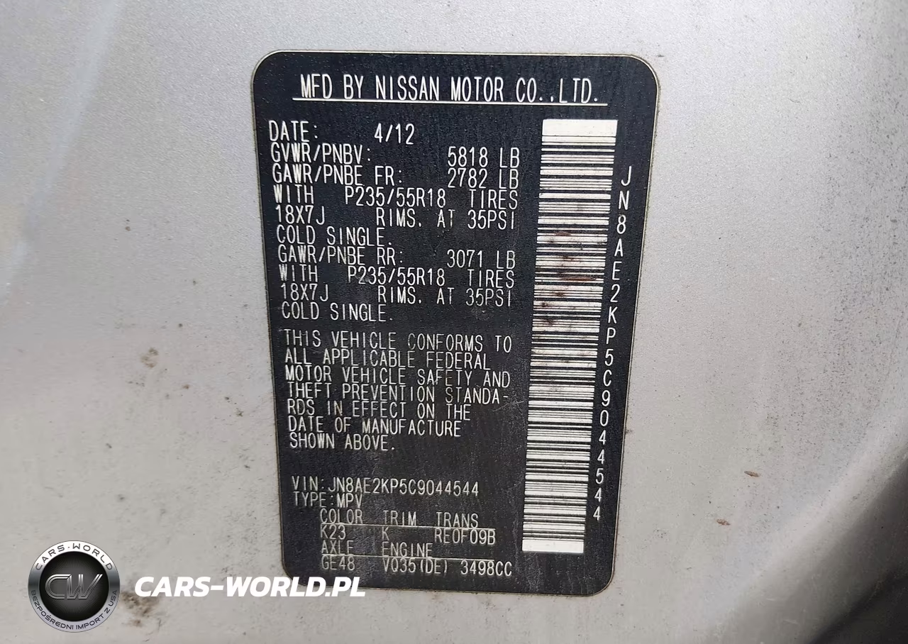 2012 Nissan Quest Le VIN:JN8AE2KP5C9044544 - 9