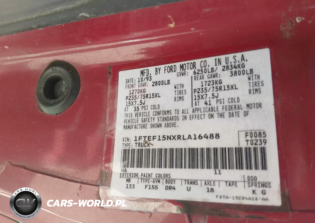 1994 Ford F150 VIN:1FTEF15NXRLA16488 - 8