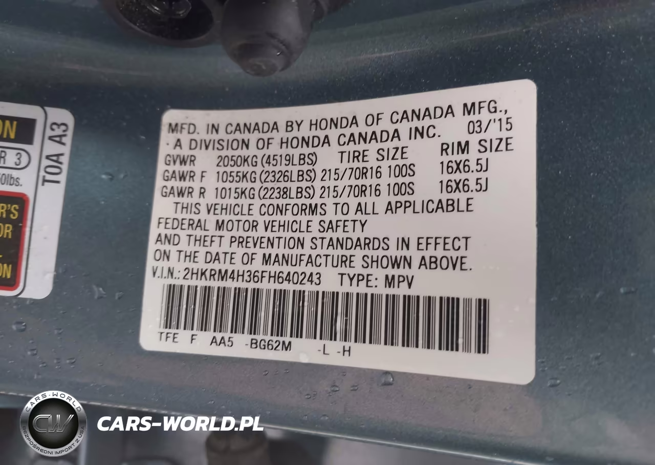 2015 Honda Cr-V Lx VIN:2HKRM4H36FH640243 - 8